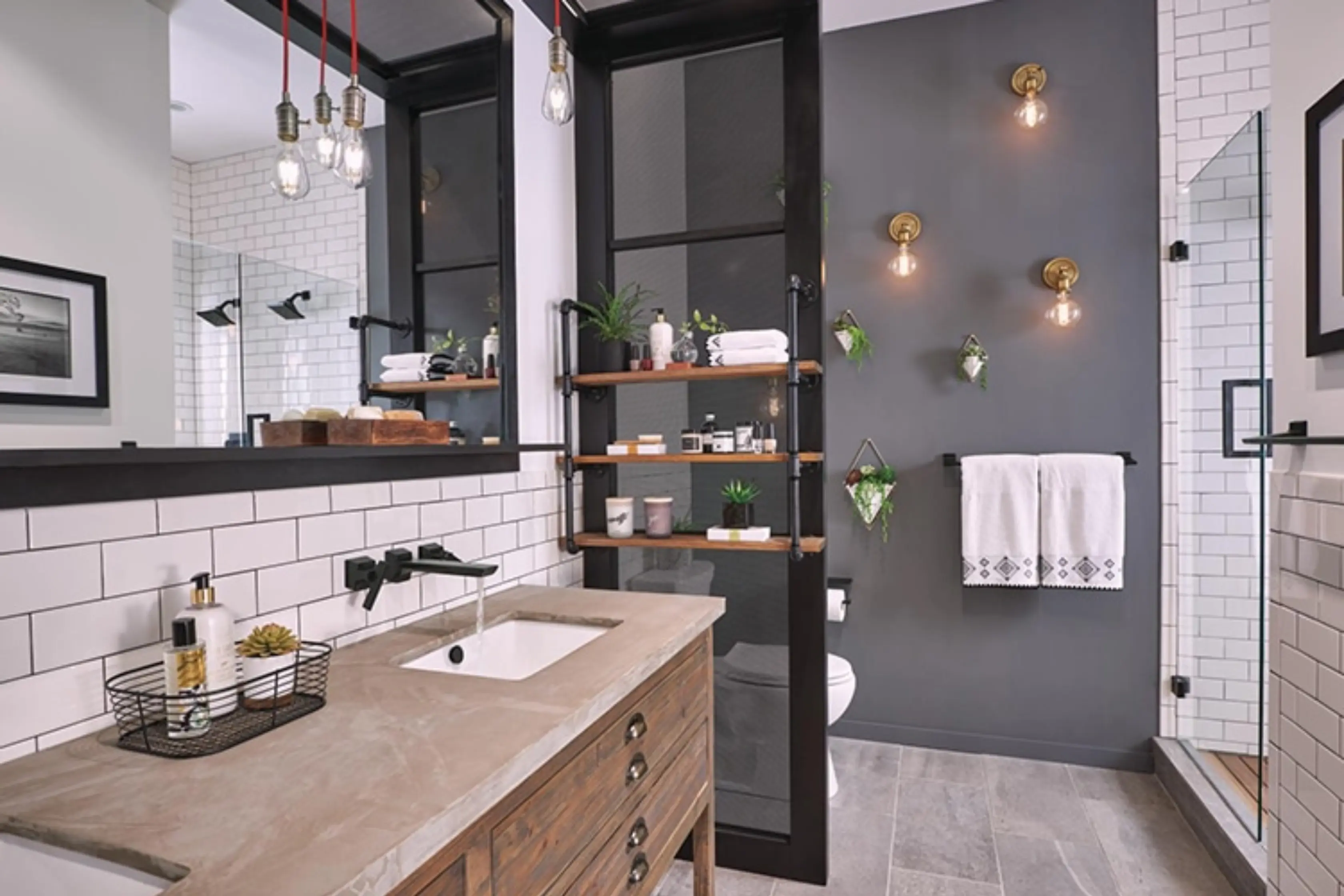 Modern Bathroom With Standout Modern Lighting Design Modern Bathroom With Standout Modern Lighting Design